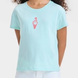 Girls Short Sleeve Ice-Cream Graphic T-Shirt Cat & Jack Mint Green L (10-12)